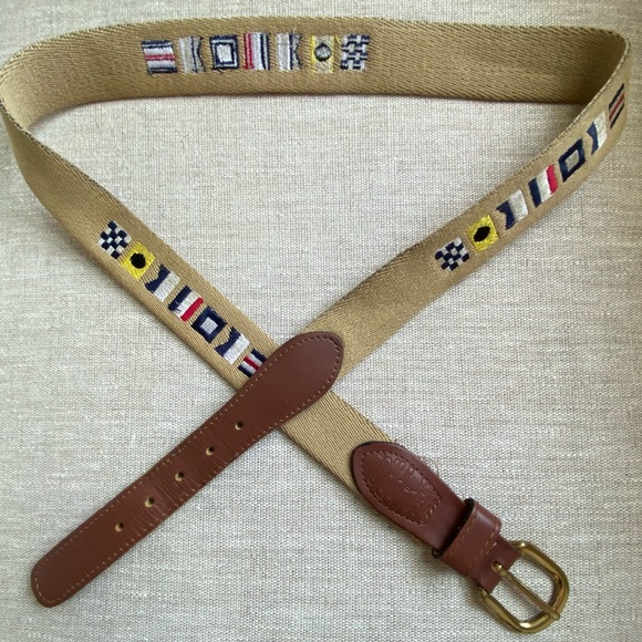 Zep Pro men’s tan belt Sz 40 nautical sailing flags embroidered casual made USA - Picture 1 of 10